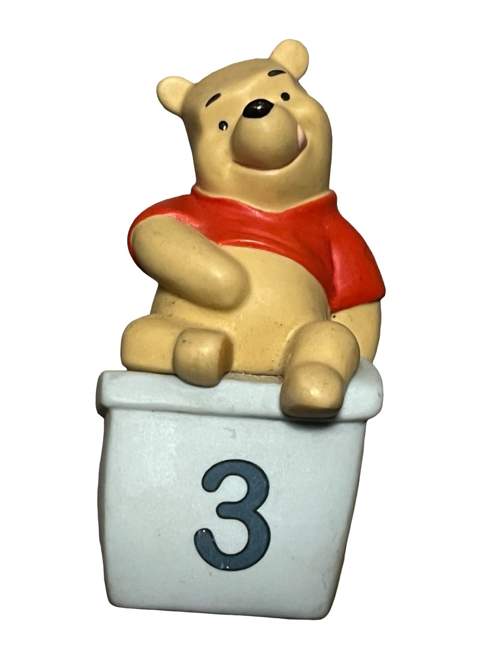 Disney Winnie the Pooh Figure - Yellow Bear with Red Shirt and White Block